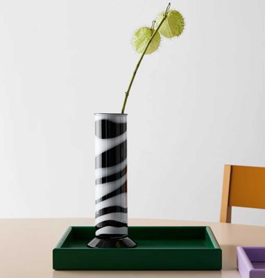 Kosta Boda Lab Cylinder Vase Black White 7042508, 7321646113811