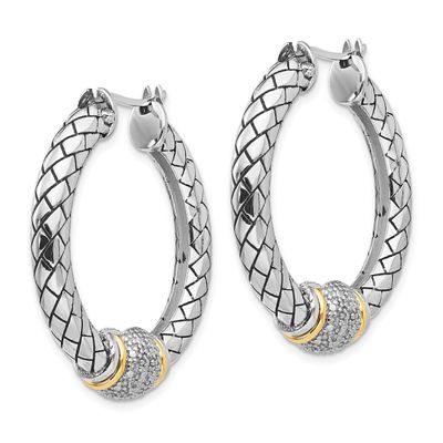1/10ct. Diamond Hoop Earrings Sterling Silver &amp; 14k Gold QTC122, MPN: QTC122, 742323127384