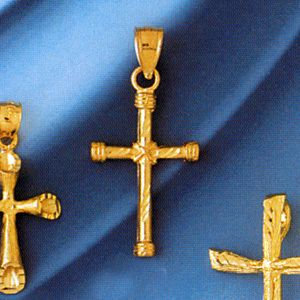 Dazzlers Jewelry Cross Pendant Necklace Charm Bracelet in Yellow, White or Rose Gold 8213, MPN: DZ-…