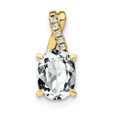 Oval White Topaz Diamond Pendant 10k Gold PM4235-WT-003-1YA, MPN: PM4235-WT-003-1YA,