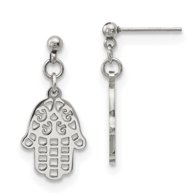 Chamseh Hamsa Post Dangle Earrings Stainless Steel Polished SRE1198 by Chisel, MPN: SRE1198, 191101…