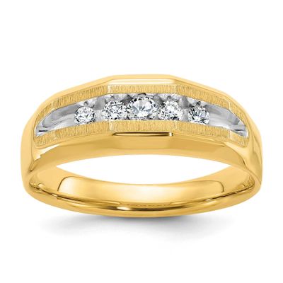 Ibgoodman Men&#39;s Polished Satin 5-Stone Ring Mounting 14k Gold B56685-4Y by IBGoodman, MPN: B56685-4…