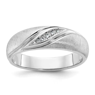 Ibgoodman Men&#39;s Polished Satin 1/15 Carat Aa Quality Diamond Ring 14k White Gold B09929-4WAA by IBG…