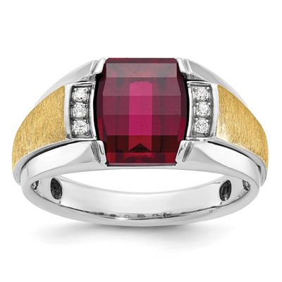 Ibgoodman Men&#39;s Satin Gemstone Diamond Ring Mounting 14k Two-Tone Gold B57989-4WY by IBGoodman, MPN…