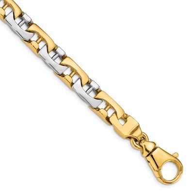 8.5mm Hand-Polished Fancy Link Bracelet 9 Inch 10k Two-Tone Gold 10LK530-9 by Men&#39;s Jewelry and Acc…