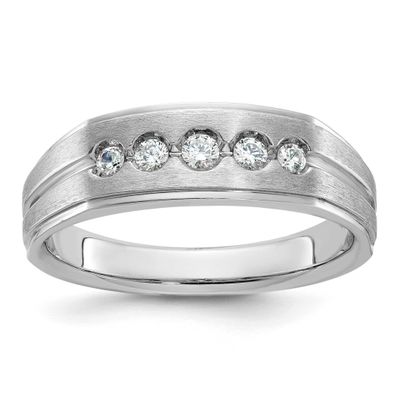 Ibgoodman Men&#39;s Polished Satin Diamond Ring Mounting 14k White Gold B63310-4W by IBGoodman, MPN: B6…