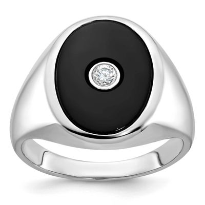 Ibgoodman Men&#39;s Onyx 1/10 Carat Diamond Complete Ring 14k White Gold B84653-4WOX/AA by IBGoodman, M…