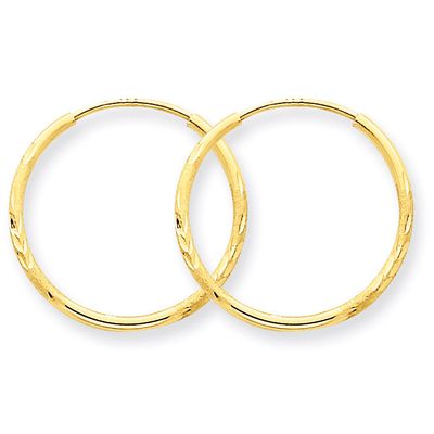 1.25mm Diamond-cut Endless Hoop Earring 14k Gold XY1218, MPN: XY1218, 883957300030