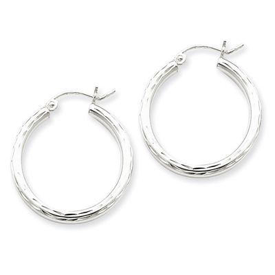 2.25mm Diamond-cut Hoop Earrings Sterling Silver Rhodium-plated QE3534, MPN: QE3534, 883957927183