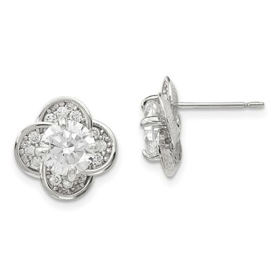 CZ Post Earrings 10k White Gold Polished 10YC389W, MPN: 10YC389W, 883957328003