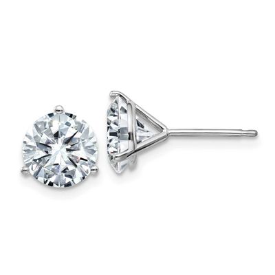 4ct. 8.0mm Round D E F Pure Light Moissanite Earrings 14k White Gold WG322-12MP, MPN: WG322-12MP, 1…