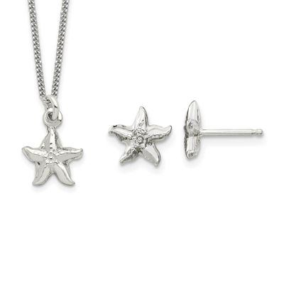 Kids Starfish Necklace and Post Earrings Set Sterling Silver QST274, MPN: QST274, 196904091869