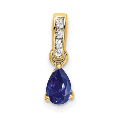 Pear Created Sapphire Diamond Pendant 14k Gold PM7409-CSA-005-YA, MPN: PM7409-CSA-005-YA,