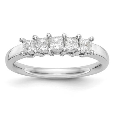 5-Stone Shared Prong Holds 5-3.2mm Princess Diamond Band Ring Mounting 14k White Gold RM3176B-093-W…