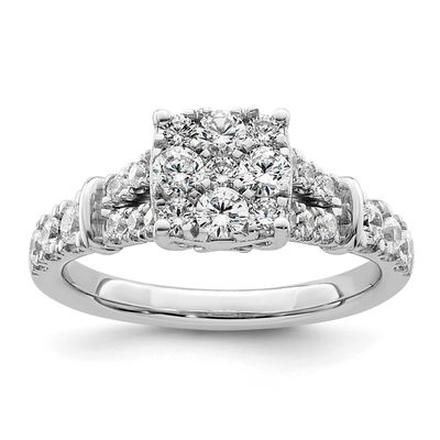 Si1/Si2, G H I, Cluster Ring 14k White Gold Lab Grown Diamond RM8817E-100-WLG, MPN: RM8817E-100-WLG…