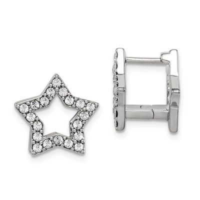 Sterling Silver RH-plate Yellow Enamel Star Crystal Hinged Reversible Earri Sterling Silver Rhodium…