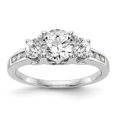True Origin 1/6 Carat Diamond Vs/Si D E F Semi Mount Three Stone Ring 14k White Gold RM2974E-100-WA…