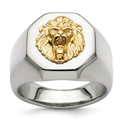 14K Accent Polished Lion Head Ring Stainless Steel SR641-10, MPN: SR641, 191101873898