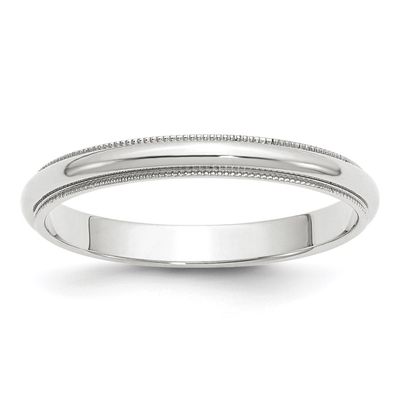 3mm Milgrain Half Round Band 10k White Gold WM030 Engravable, MPN: WM030, 886774303482