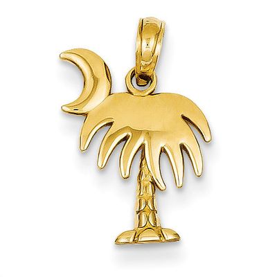 Charleston Palm Tree with Moon Pendant 14k Gold D4095, MPN: D4095, 637218137893