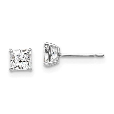 4mm Square CZ Diamond Post Earrings 14k White Gold XD37WCZ, MPN: XD37WCZ, 191101800863