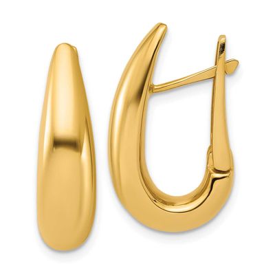 Fancy Tapered Teardrop Hinged Hoop Earrings 14k Gold Polished LE2939