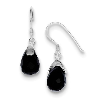Onyx Teardrop Earrings Sterling Silver QE2894, MPN: QE2894, 883957924731