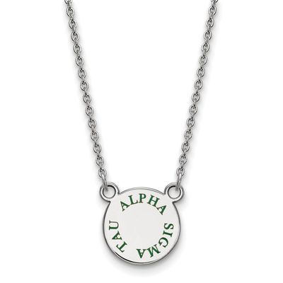 Alpha Sigma Tau Extra Small Enameled Pendant with 18 Inch Chain Sterling Silver SS014ALS-18, MPN: S…