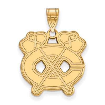 Chicago Blackhawks Large Pendant Gold-plated Silver GP039BLA, MPN: GP039BLA, 886774744506