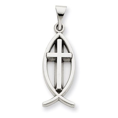 Cross Ichthus Fish Pendant 14k White Gold XR522, MPN: XR522, 883957984827