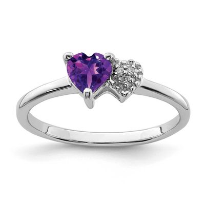 Amethyst and Diamond Ring Sterling Silver Polished QR7063FEB, MPN: QR7063FEB, 883957745329