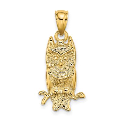 Textured Owl Charm 14k Gold 2-D K6516, MPN: K6516, 637218001521