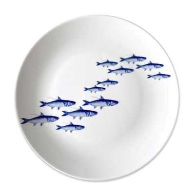 Caskata School of Fish Blue Coupe Dinner Plate Blue DINA-420, MPN: DINA-420, 817325013451