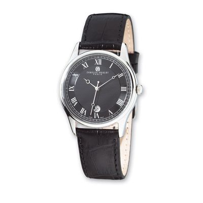 Charles Hubert Stainless Steel Leather Band 37mm Watch Men&#39;s XWA2641, MPN: XWA2641, 811233016665