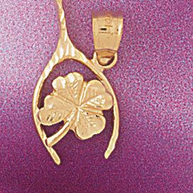 Dazzlers Jewelry Lucky Wishbone Pendant Necklace Charm Bracelet in Yellow, White or Rose Gold 5387,…