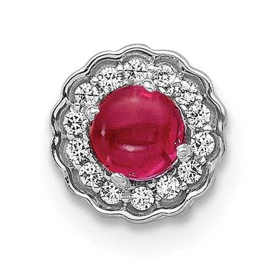 Cabochon .38 Ruby Chain Slide 14k White Gold Diamond PM4032-RU-007-WA, MPN: PM4032-RU-007-WA, 88395…
