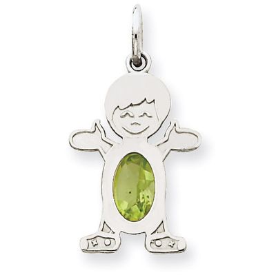 Boy 6x4 Oval Genuine Peridot-August 14k White Gold XCK49, MPN: XCK49, 883957295107