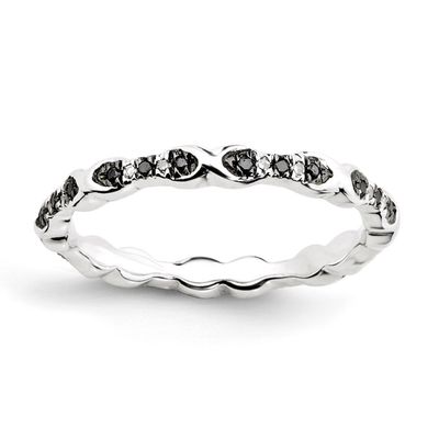 Black &amp; White Diamond Ring - Sterling Silver QSK1048, MPN: QSK1048, 886774202327