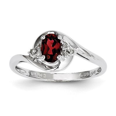 Garnet Diamond Ring 14k White Gold Genuine XBS368, MPN: XBS368, 883957444925