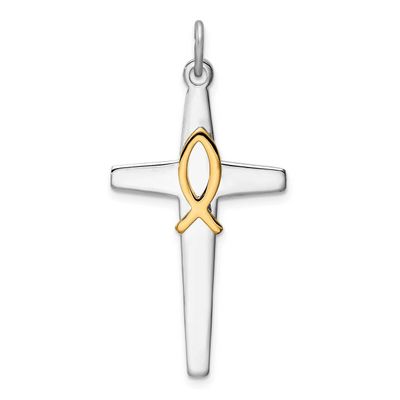 Gold Tone Cross Pendant Sterling Silver Rhodium-plated QC9702, MPN: QC9702, 883957964973
