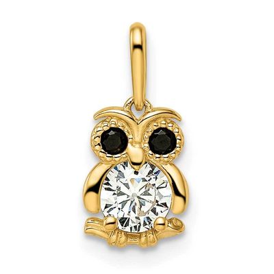 Black &amp; White CZ Diamond Owl Pendant 14k Gold GK1092 by Madi K, MPN: GK1092,