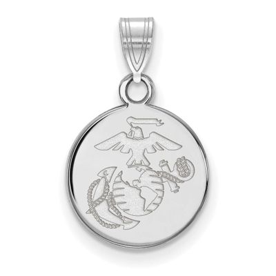 Small U.S. Marine Corps Disc Pendant 14k White Gold 4W004USMC, UPC: 191101484384