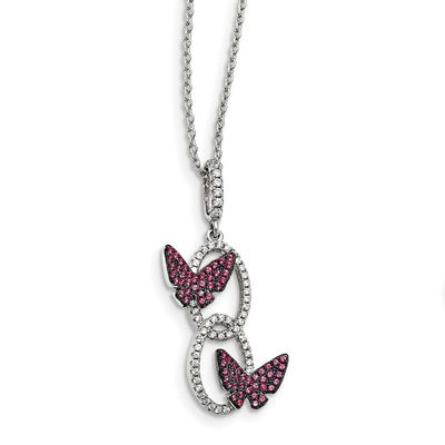 Butterfly Necklace Sterling Silver CZ QMP1450-18, MPN: QMP1450-18, 191101075551