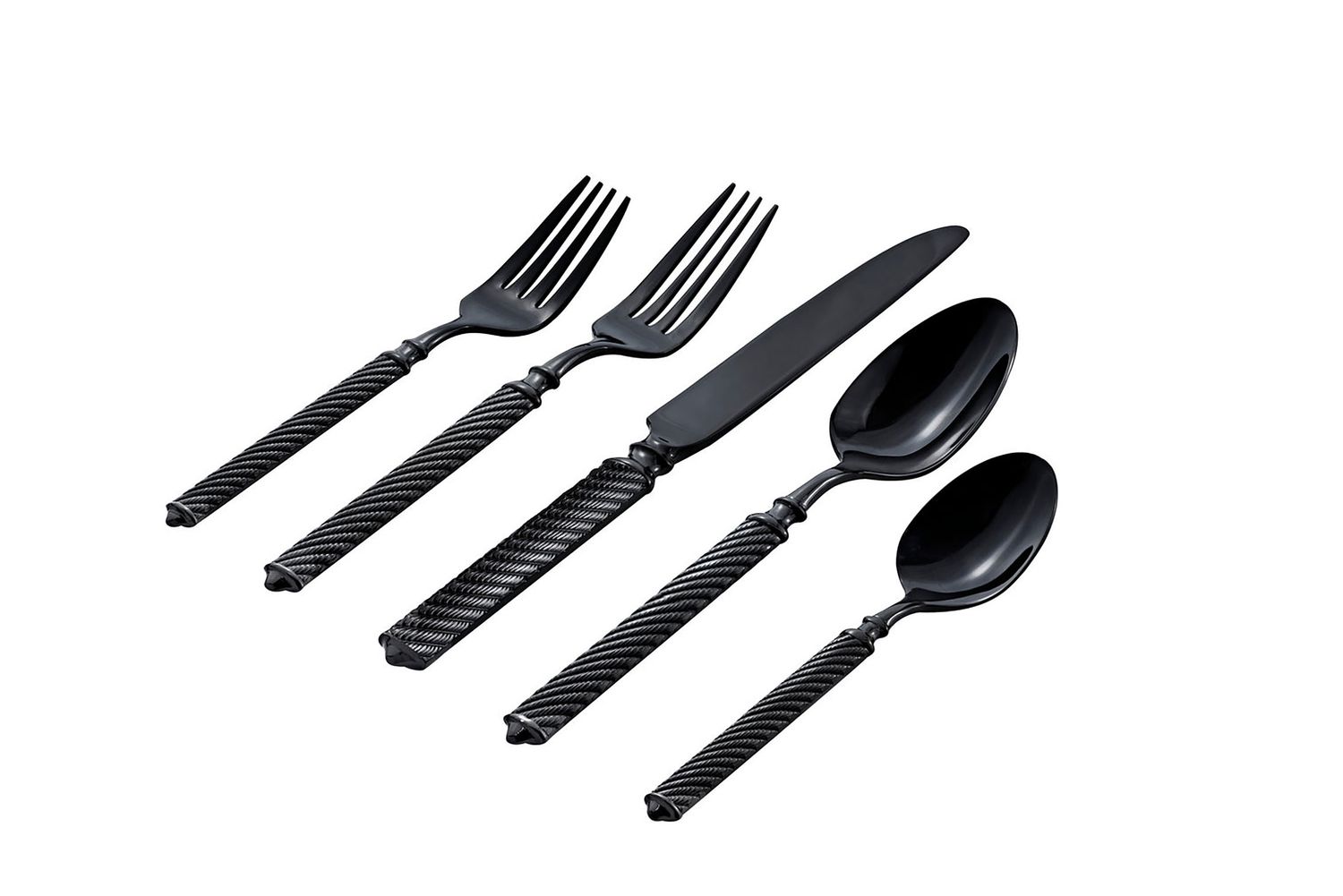 Ricci Argentieri 18/10 Stainless Steel Torsade Black 45 Piece Set 7875, 644907078757