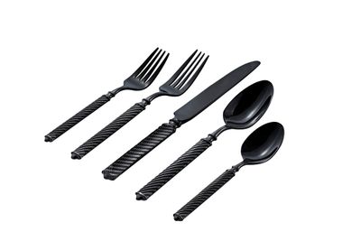 Ricci Argentieri 18/10 Stainless Steel Torsade Black 45 Piece Set 7875, 644907078757