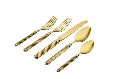 Ricci Argentieri 18/10 Stainless Steel Torsade Gold 45 Piece Set 7865, 644907078658