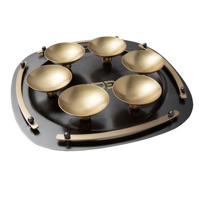 Ricci Argentieri Suspension Seder Plate Black W-Gold 94114, 644907941143