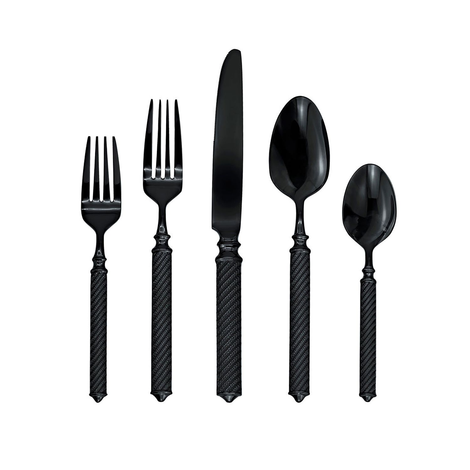 Ricci Argentieri 18/10 Stainless Steel Torsade Black 20 Piece Set 7870, 644907078702