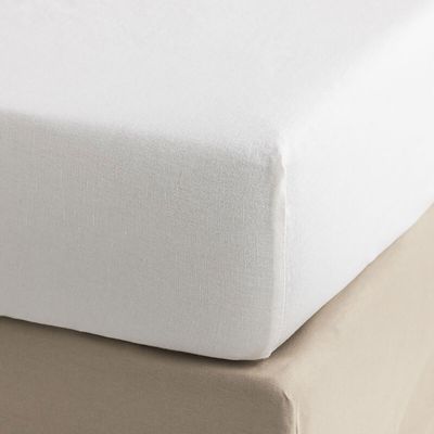 Le Jacquard Francais Nuances Fitted Sheet White 47 x 79 x 14 Inch, MPN: 30140