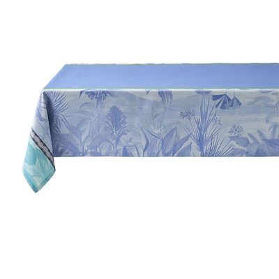 Le Jacquard Francais Sinharaja Coated Tablecloth Blue 59 x 59 Inch, MPN: 30592